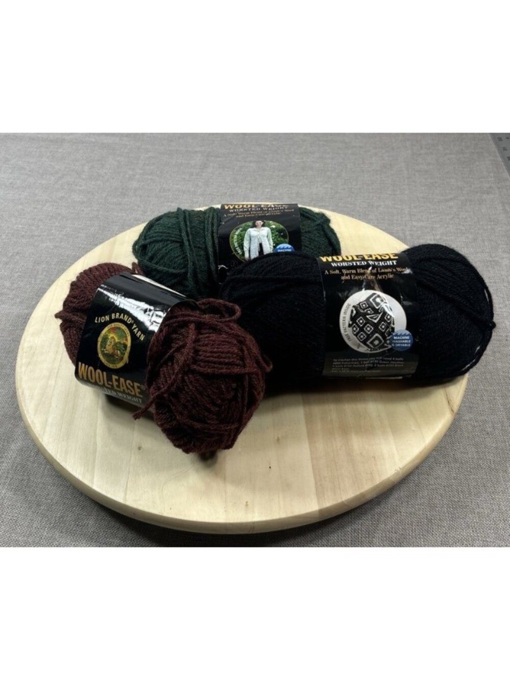 Lot 3 Partial Skeins Dark Fall Colors Wool Ease Yarn Lion Brand Worsted Weight